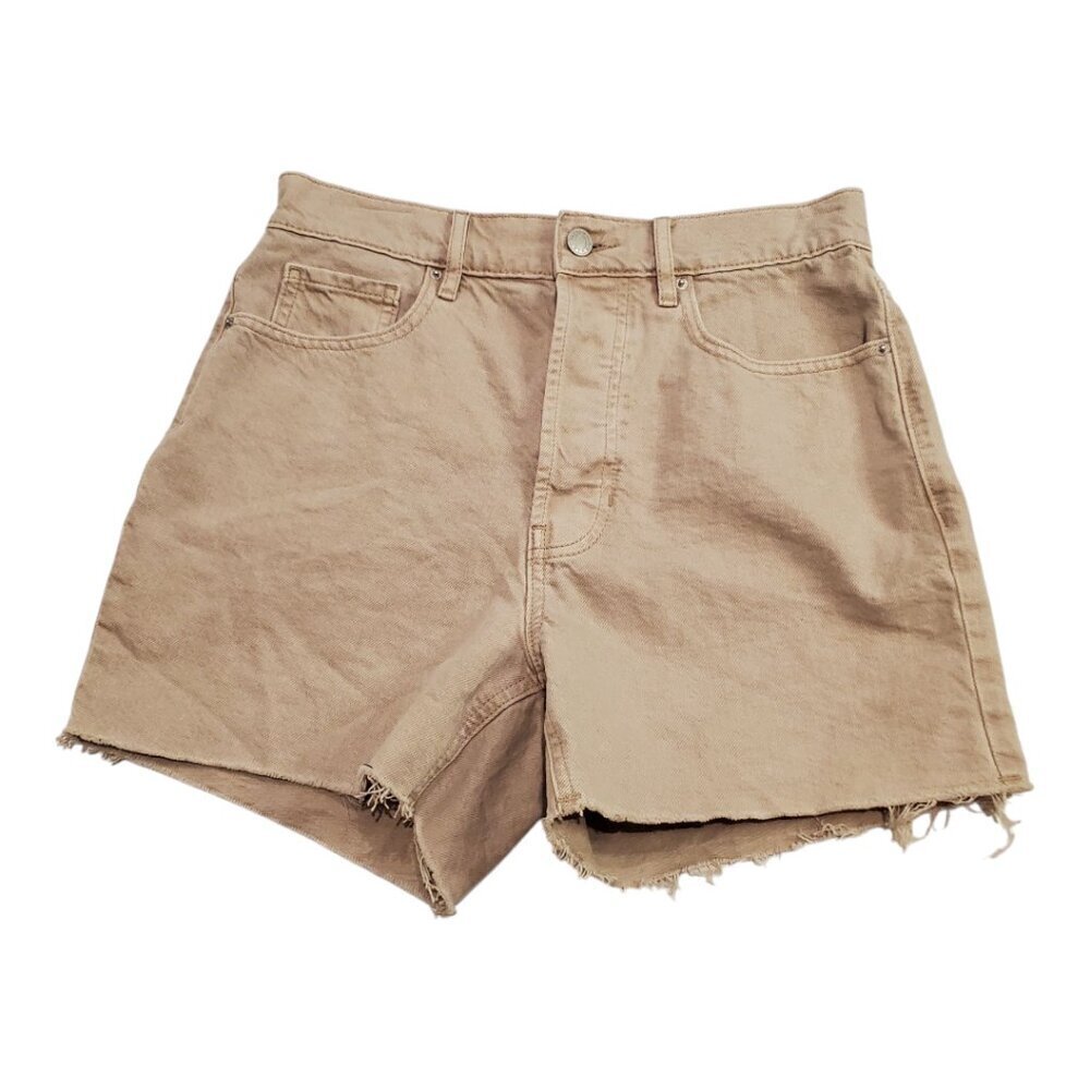 PACSUN SZ 26 90s Girlfriend Cotton Denim High-waisted Buttonfly Shorts Khaki/Tan